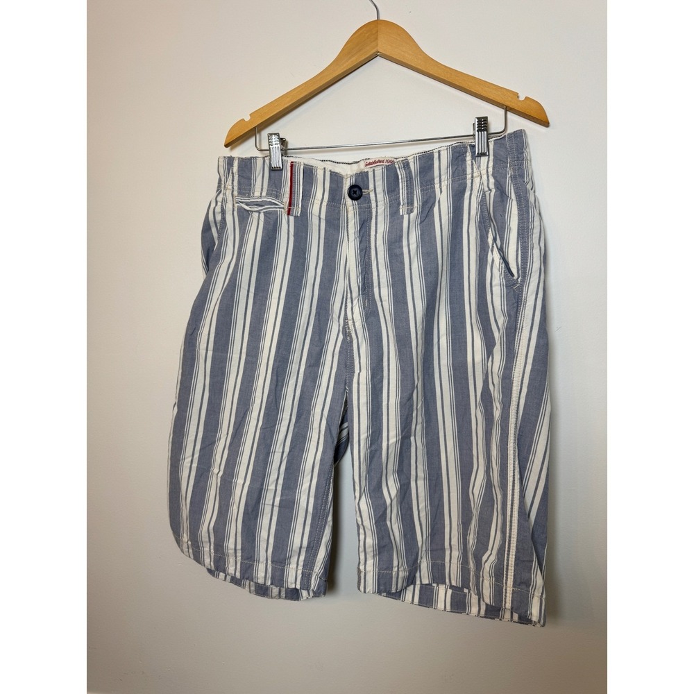Nautica Jeans Co Mens Blue White Striped Shorts Size 34 Casual Summer Cotton
